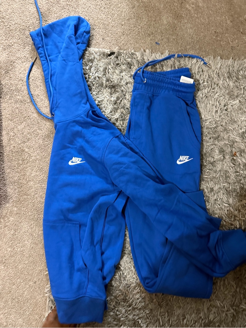 Nike Royal Blue Hoodie and Joggers Set with White Swooshes